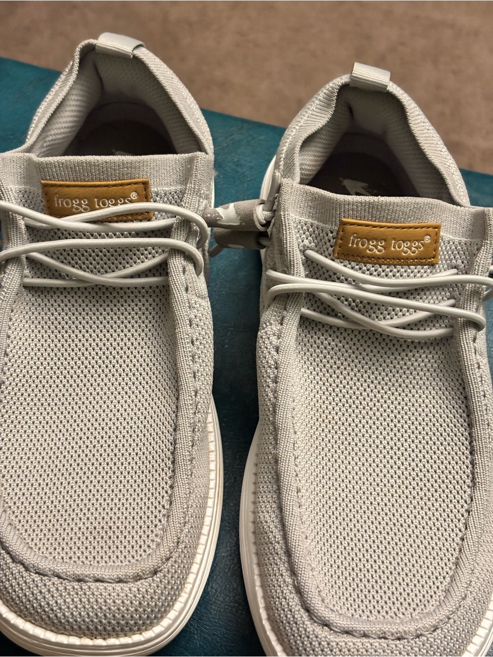 frogg toggs Women's Light Gray Mesh Slip-On Sneakers with Elastic Laces